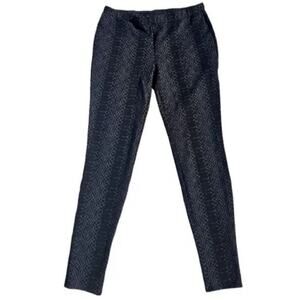 JOIE LEGGINGS STRECH PANTS KEENA BLACK PONTE SNAKESKIN MID RISE TRENDY SZ L